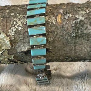 Turquoise Railroad Bar Ceramic Tennis Bracelet